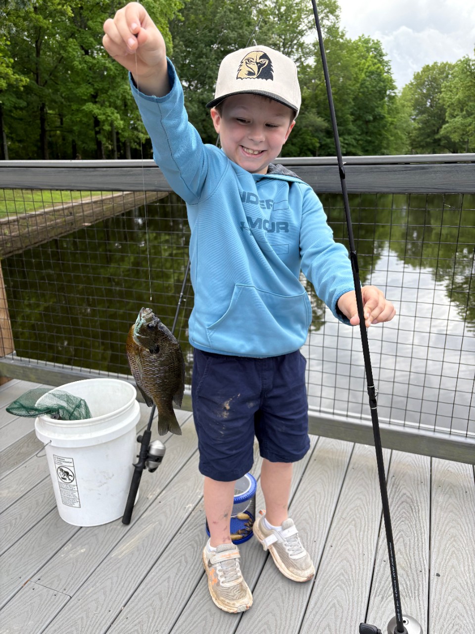 Will Barnett caught a Bluegill at Cameron Brown Park, Germantown, TN, Farmington Elementary School Father/Son Fishing Rodeo, on May 03, 2025.