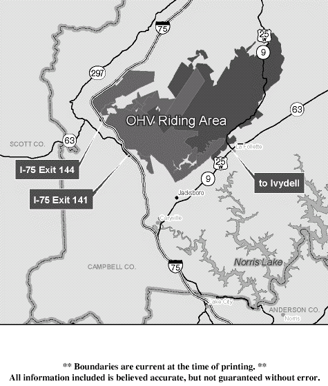 North Cumberland OHV Riding Area map boundaries 