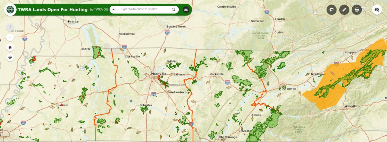 Tennessee Public Lands Hunting Map
