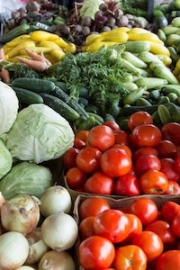 An assortment of vegetables at a farmers market