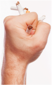 A fist with broken cigarettes