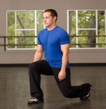 Forward lunge Sideview of a man doing a forward lunge