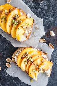 peaches and ricotta on toast