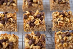 Peanut Butter Banana Bars peanut banana bars cut in squares