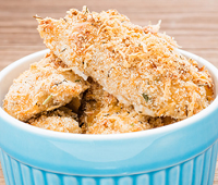 a dish filled with baked chicken nuggets