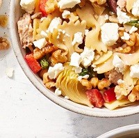 a bowl of pasta salad
