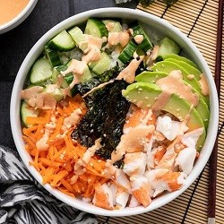 top view of sushi bowl