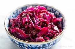 A small bowl of red cabbage