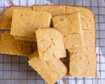 Soul-Healthy Cornbread Cornbread cut into rectangles on a dish towel