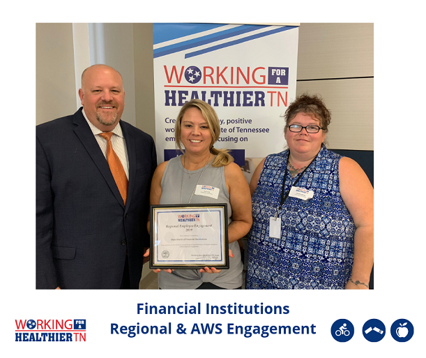 TDFI Wellness Council members accepting the 2019 Award for Greatest Regional and AWS Employee Engagement.