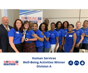 DHS Wellness Council members accepting the 2019 Well-being Activity Award for Division A.