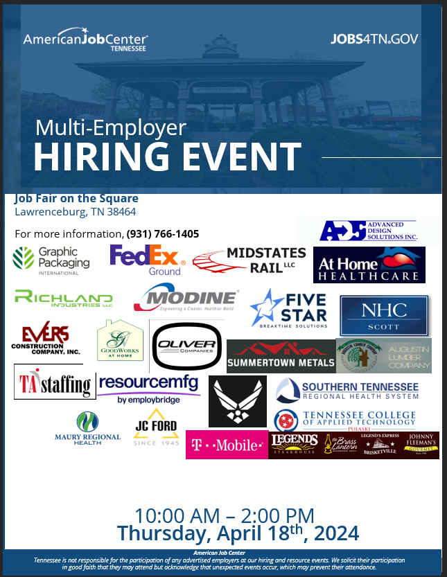Multi-Employer Hiring Event in Lawrence County TN