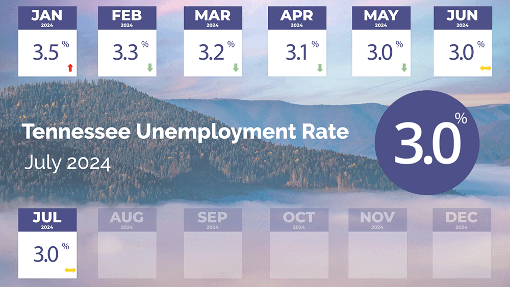 TN Unemployment Rate in July 2024 TN Unemployment Rate in July 2024 is 3 percent
