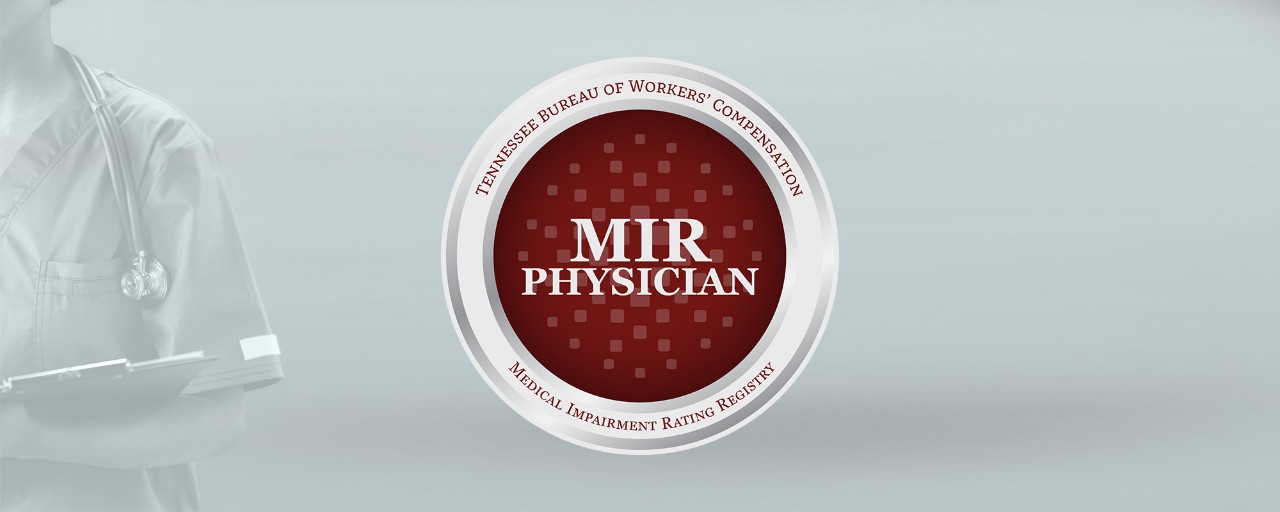 MIR Logo with a background of a doctor's shoulder with stethoscope around her neck.
