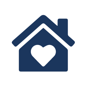 icon of a house with a heart shape inside it