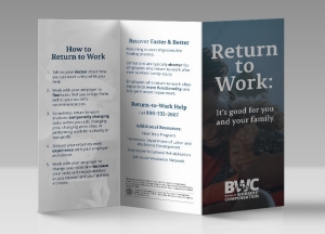 A trifold brochure printout of the "Return to Work" PDF