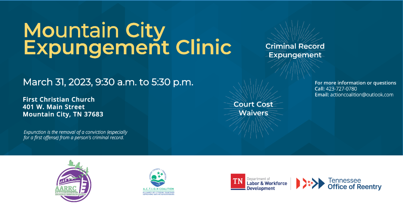 Mountain City TN Expungement Clinic March 31, 2023