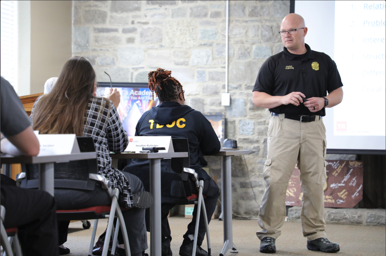 Correctional Academy Instructor Photo of Instructor Teaching a Specialty Class