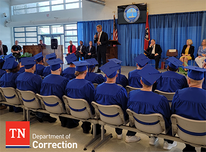 Photo of Governor Lee Addressing MCCX Offenders Photo of Governor Bill Lee Speaking to Graduates