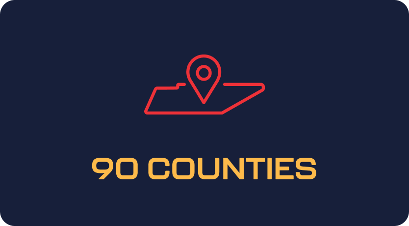 90 Counties Tennessee icon above the text "90 Counties"