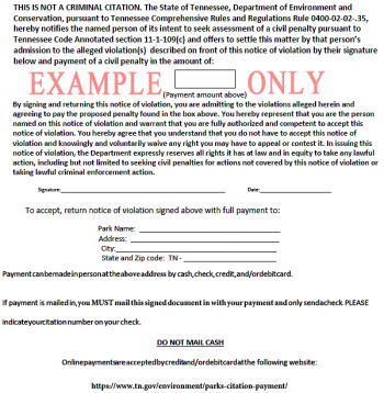 TN State Parks Civil Citation