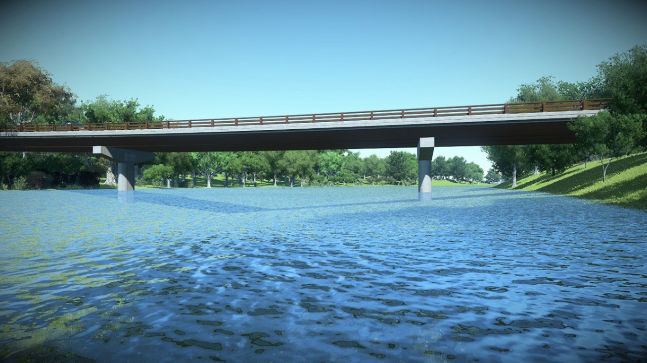 Old Stone Fort State Archaeological Park bridge rendering as seen from the Duck River.