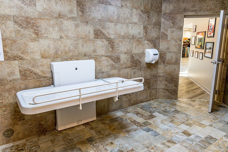 Tennessee State Parks changing table in a tiled bathroom