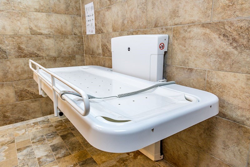 Tennessee State Parks changing table in a tiled bathroom