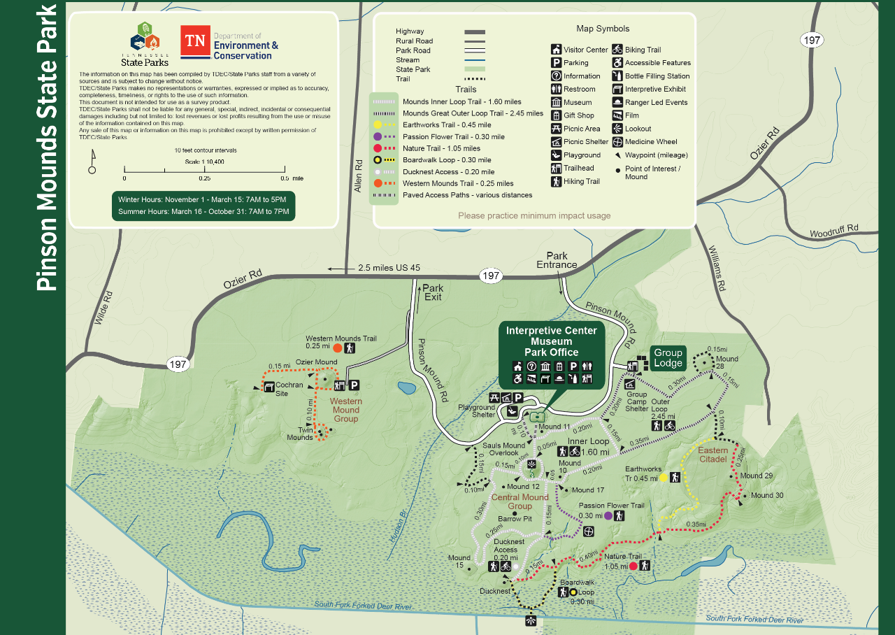 Map of Pinson Mounds State Archaeological Area.