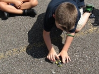 Child playing with a miniature fuel cell car Child playing with a miniature fuel cell car