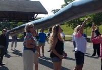People using a solar balloon People using a solar balloon