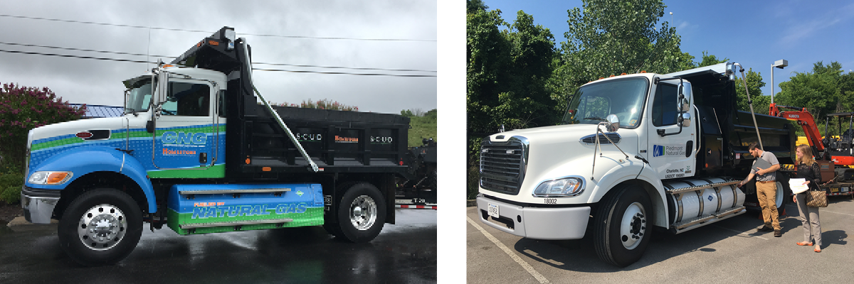 Images of grant-funded vehicles from the first round of the Tennessee Natural Gas and Propane Vehicle Grant Program.