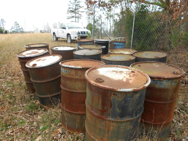Drums found at the Waynesboro Dump Fifteen rusted drums found at the waynesboro dump.