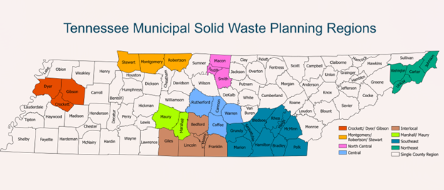 Tennessee Municipal Solid Waste Planning Regions Map of the Tennessee Municipal Solid Waste Planning Regions