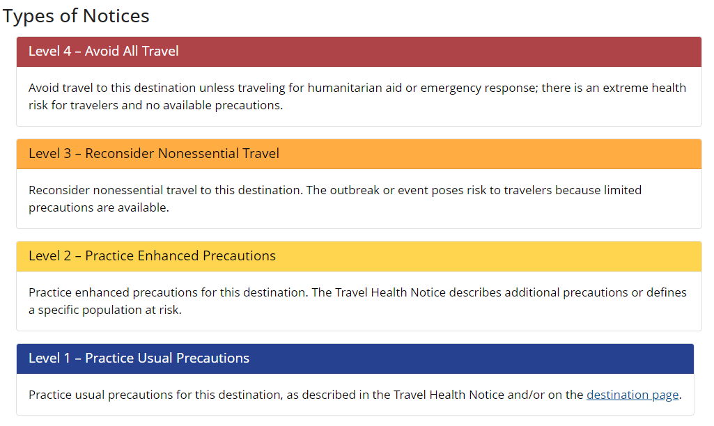Travel _Health_Notices Graphic listing the Types of CDC Notices