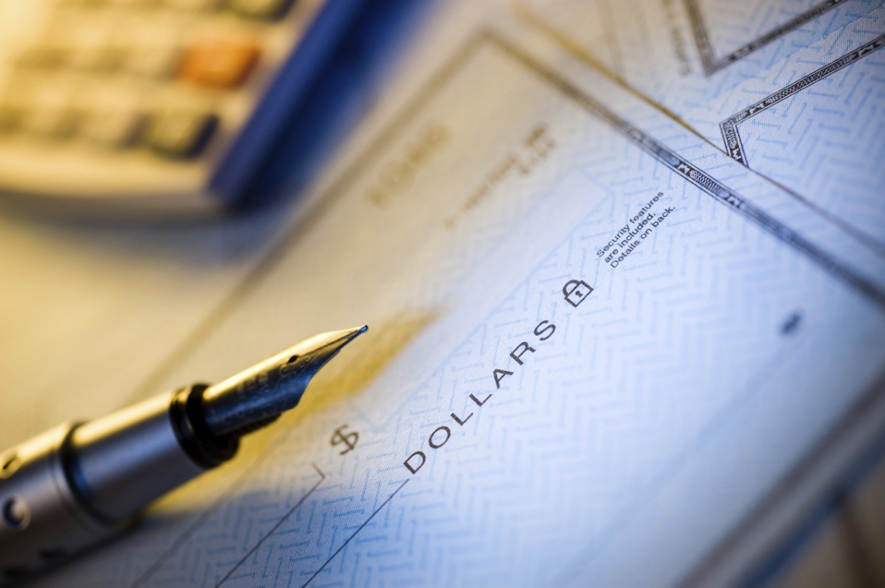 money check and pen