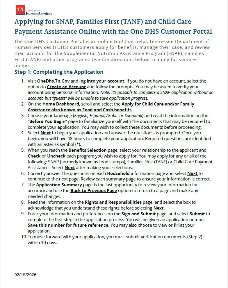 One DHS Customer Portal Instructions for New Customers