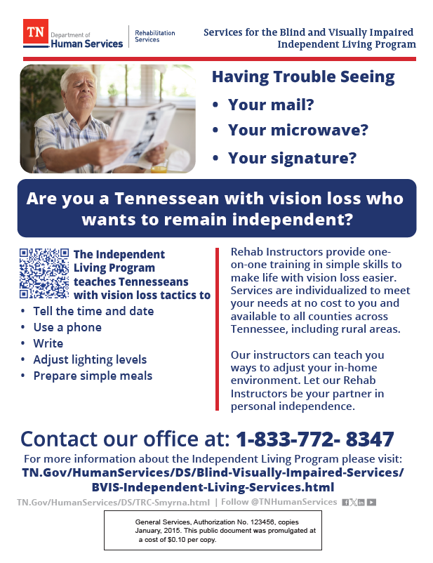 Services for the blind and visually impaired independent living program cover