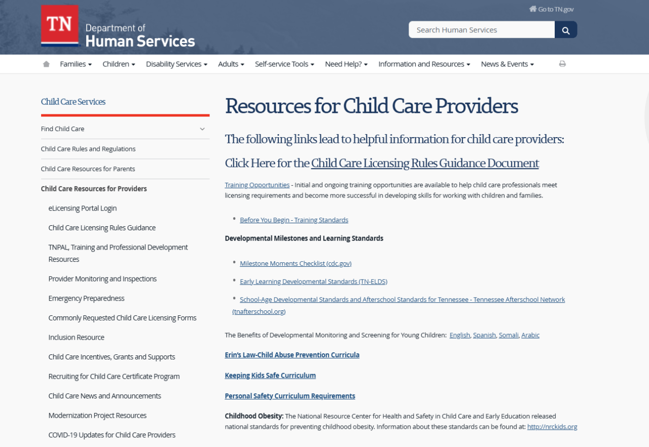 Resources for Child Care Providers Webpage Photo Resources for Child Care Providers Webpage Photo