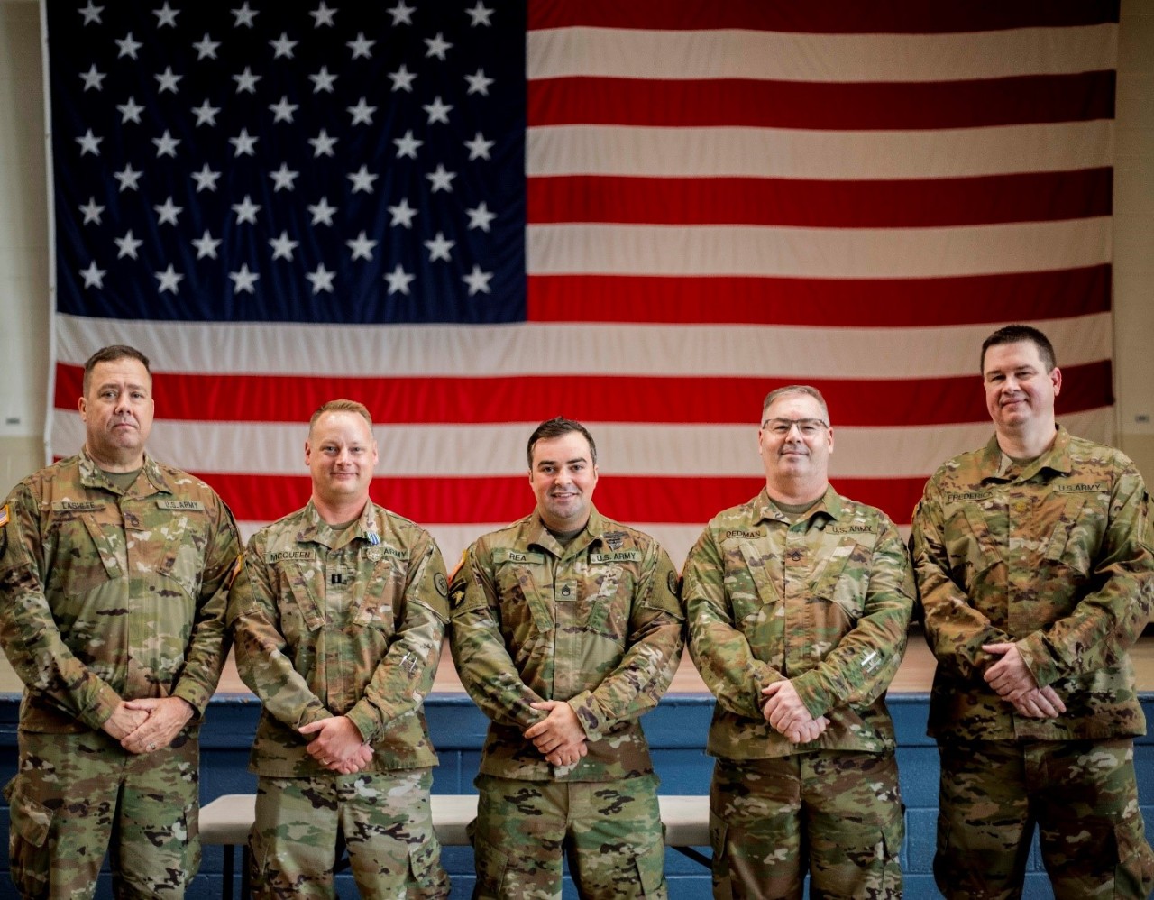 Members of the 1957th Contingency Contracting Team pose for a photo during a farewell ceremony, June 22, at Nashville’s Joint Force Headquarters. The 1957th will complete pre-deployment requirements in Fort Bliss, Texas, before leaving for a nine-month deployment to the Horn of Africa. (Photo by 1st Lt. Sarah Kohrt)