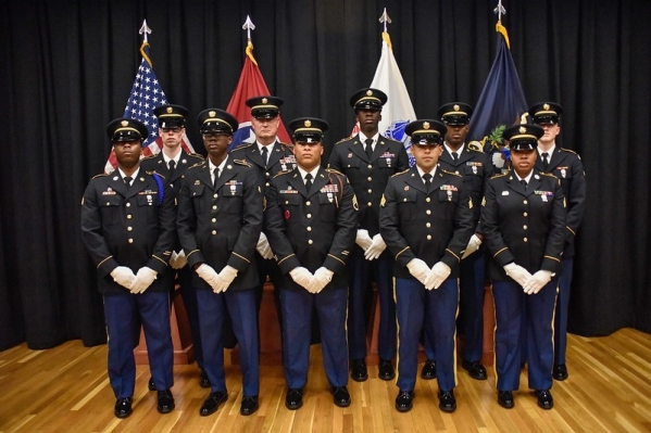 Ten members of the Army National Guard pose for a photo, Feb. 3, during the Military Funeral Honors Level II Certification Course, at Smyrna’s Volunteer Training Site from Jan. 24 – Feb. 4. The two-week course trains current active Military Funeral Honors personnel how to teach the Level I course for new members entering their programs in their respective states. (Photo by Sgt. 1st Class Timothy Cordeiro) Ten members of the Army National Guard pose for a photo, Feb. 3, during the Military Funeral Honors Level II Certification Course, at Smyrna’s Volunteer Training Site from Jan. 24 – Feb. 4. The two-week course trains current active Military Funeral Honors personnel how to teach the Level I course for new members entering their programs in their respective states. (Photo by Sgt. 1st Class Timothy Cordeiro)