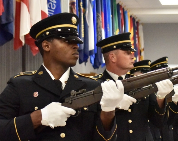 Members of the Army National Guard practice funeral procedures, Feb. 3, during the Military Funeral Honors Level II Certification Course, at Smyrna’s Volunteer Training Site from Jan. 24 – Feb. 4. The two-week course trains current active Military Funeral Honors personnel how to teach the Level I course for new members entering their programs in their respective states. (Photo by Sgt. 1st Class Timothy Cordeiro) Members of the Army National Guard practice funeral procedures, Feb. 3, during the Military Funeral Honors Level II Certification Course, at Smyrna’s Volunteer Training Site from Jan. 24 – Feb. 4. The two-week course trains current active Military Funeral Honors personnel how to teach the Level I course for new members entering their programs in their respective states. (Photo by Sgt. 1st Class Timothy Cordeiro)