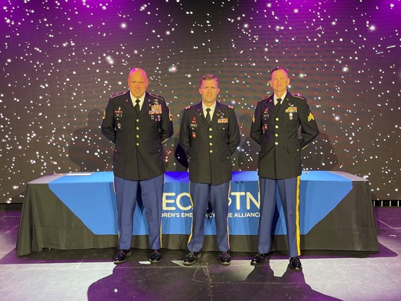 (Left to right) Sgt. 1st Class Tracy Banta, Capt. Philip Webster, and Sgt. Timothy Allen, receive a Star of Life award at the annual Children’s Emergency Care Alliance of Tennessee award ceremony, May 4, in Nashville. The Guardsmen were recognized for their heroic efforts during a medical evacuation rescue mission in Great Smoky Mountain National Park last June. (Submitted photo)