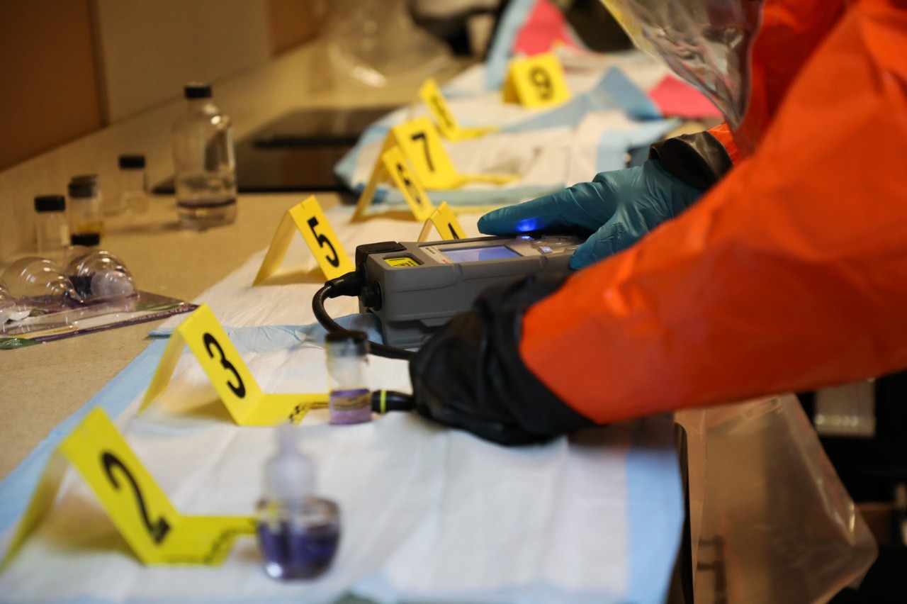 Members of the Tennessee National Guard’s 45th Civil Support Team collect readings from chemical samples during their Training Proficiency Evaluation, Jan. 10, in Murfreesboro. The evaluation is administered by U.S. Army North and is a congressionally mandated examination to validate the readiness of civil support teams every 18 months. (Photo by Sgt. 1st Class Timothy Cordeiro) Members of the Tennessee National Guard’s 45th Civil Support Team collect readings from chemical samples during their Training Proficiency Evaluation, Jan. 10, in Murfreesboro. The evaluation is administered by U.S. Army North and is a congressionally mandated examination to validate the readiness of civil support teams every 18 months. (Photo by Sgt. 1st Class Timothy Cordeiro)