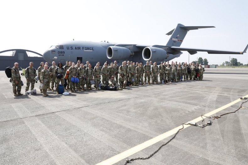 Soldiers and Airmen from the Tennessee National Guard at Berry Field Air National Guard Base, July 10, prepare to fly to Bulgaria to begin Thracian Sentry 2023. Soldiers and Airmen from the Tennessee National Guard at Berry Field Air National Guard Base, July 10, prepare to fly to Bulgaria to begin Thracian Sentry 2023.