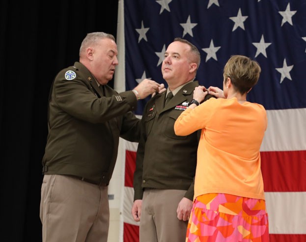 Tennessee’s Assistant Adjutant General-Army, Steven Turner, is promoted to the rank of brigadier general by Tennessee’s Adjutant General, Maj. Gen. Warner Ross, and Turner’s wife, Stacey, during a ceremony at the Tennessee National Guard’s Joint Forces Headquarters in Nashville, March 3. (photo by Lt. Col. Darrin Haas) Tennessee’s Assistant Adjutant General-Army, Steven Turner, is promoted to the rank of brigadier general by Tennessee’s Adjutant General, Maj. Gen. Warner Ross, and Turner’s wife, Stacey, during a ceremony at the Tennessee National Guard’s Joint Forces Headquarters in Nashville, March 3. (photo by Lt. Col. Darrin Haas)