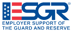 Employer Support of the Guard and Reserve (ESGR) logo - a blue logo with an red, white and blue American Flag used as the letter E in the letters ESGR of the logo. Employer Support of the Guard and Reserve (ESGR) logo - a blue logo with an red, white and blue American Flag used as the letter E in the letters ESGR of the logo.