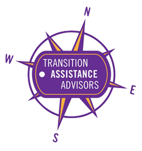 Transition Assistance Advisors logo - a purple compass logo with gold accents Transition Assistance Advisors logo - a purple compass logo with gold accents