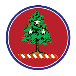 The Tennessee National Guard's 30th Troop Command logo - A red circle with a green tree in the middle with 3 stars in the middle of the tree.