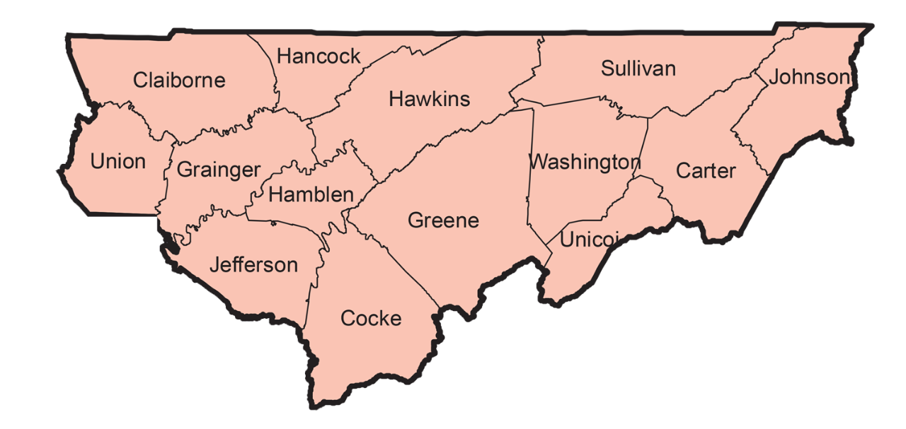 Map of District Five Counties